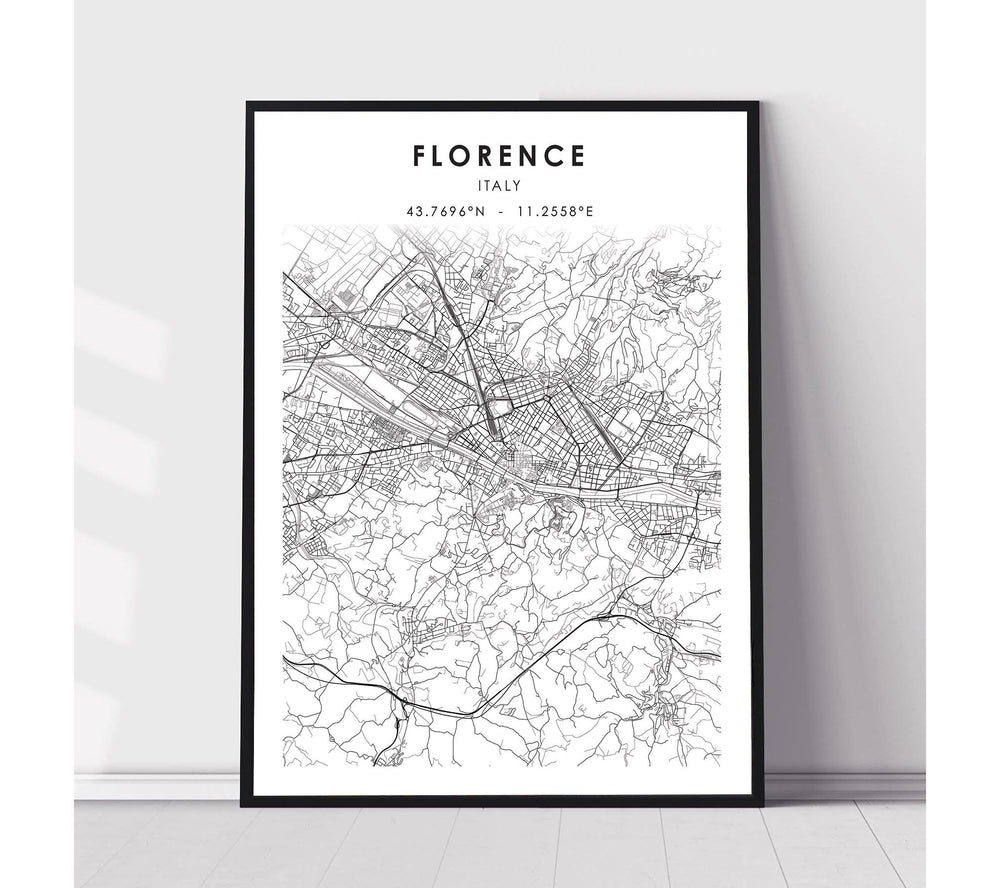 Florence, Italy Scandinavian Style Map Print 