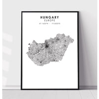 Hungary Scandinavian Style Map Print 