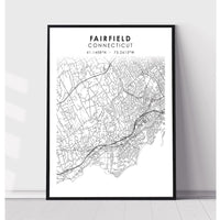 Fairfield, Connecticut Scandinavian Map Print 