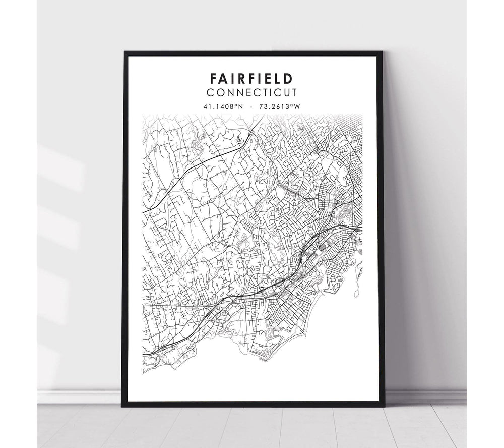 Fairfield, Connecticut Scandinavian Map Print 
