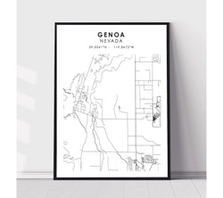 Genoa, Nevada Scandinavian Map Print 