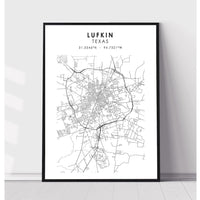 Lufkin, Texas Scandinavian Map Print 