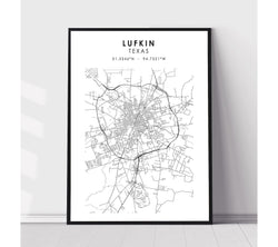 Lufkin, Texas Scandinavian Map Print 