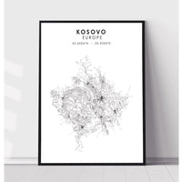 Kosovo Scandinavian Style Map Print 