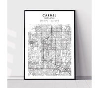 
              Carmel, Indiana Scandinavian Map Print 
            
