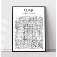 Carmel, Indiana Scandinavian Map Print 