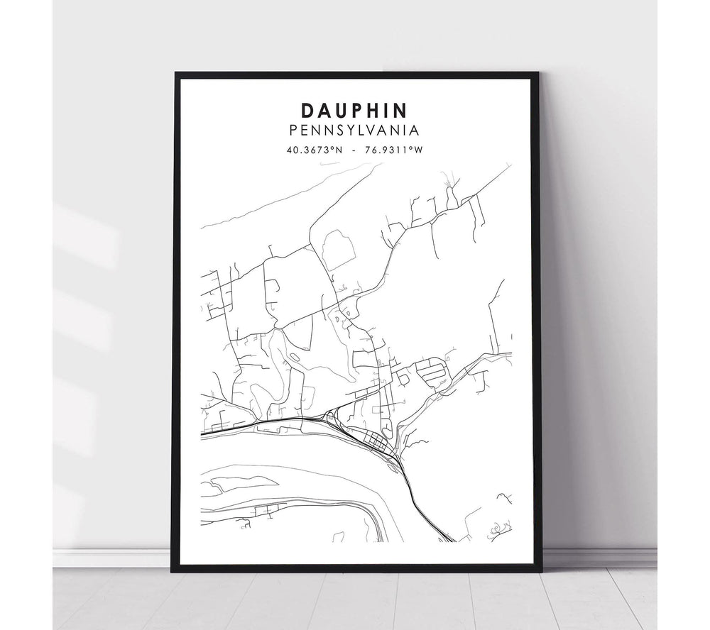 Dauphin, Pennsylvania Scandinavian Map Print 