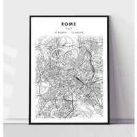 Rome, Italy Scandinavian Style Map Print 
