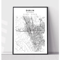 Dublin, California Scandinavian Map Print 