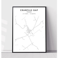 Cranfills Gap, Texas Scandinavian Map Print 