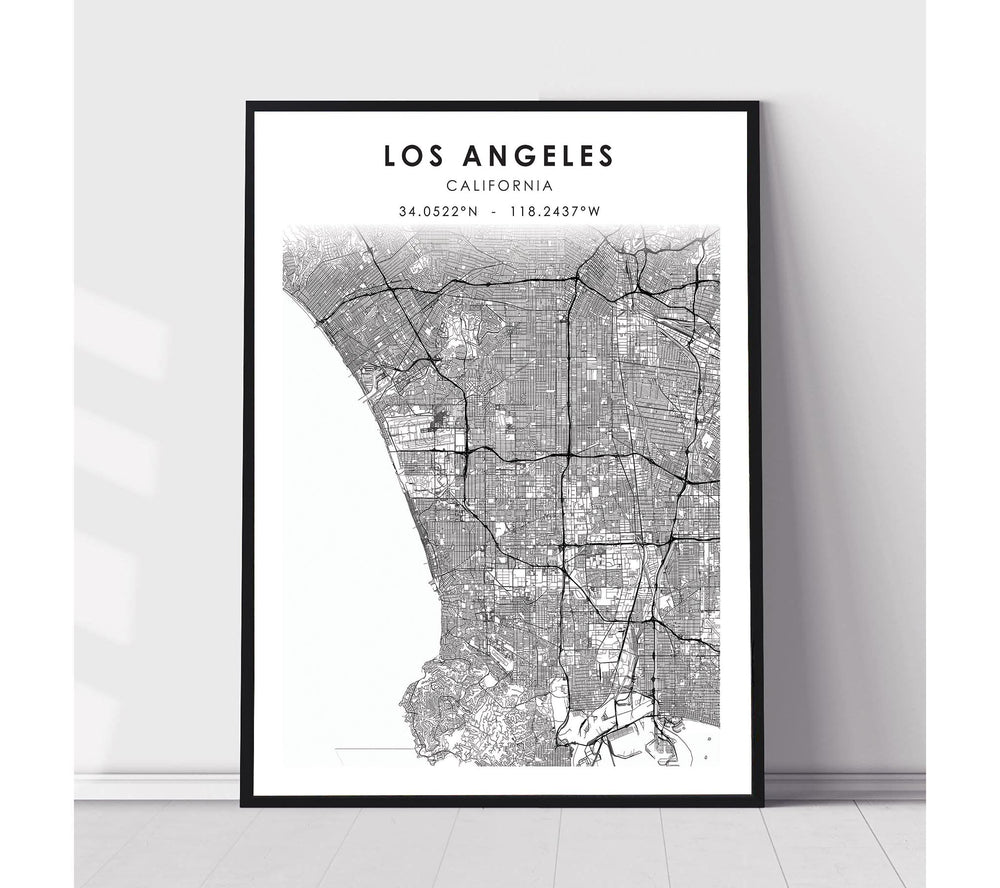 Los Angeles, California Scandinavian Map Print 