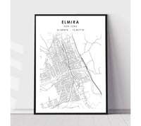 
              Elmira, New York Scandinavian Map Print 
            