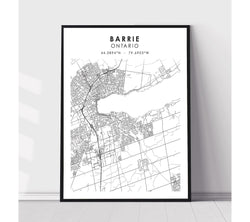 Barrie, Ontario Scandinavian Style Map Print 