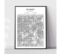 Gilbert, Arizona Scandinavian Map Print 