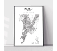 
              Mumbai, India Scandinavian Style Map Print 
            