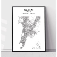 Mumbai, India Scandinavian Style Map Print 