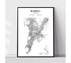 Mumbai, India Scandinavian Style Map Print 