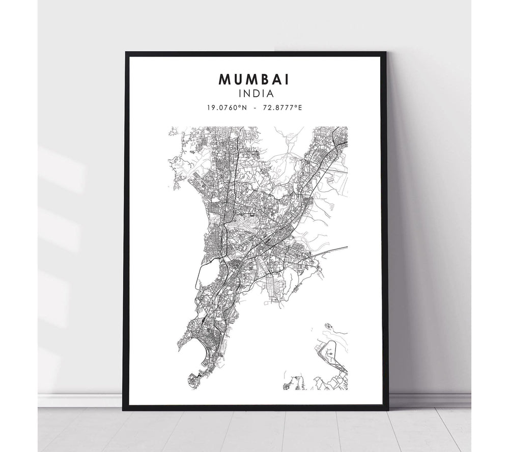 Mumbai, India Scandinavian Style Map Print 