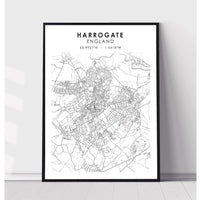 Harrogate, England Scandinavian Style Map Print 
