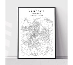 Harrogate, England Scandinavian Style Map Print 