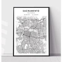 Sacramento, California Scandinavian Map Print 