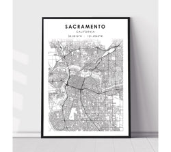 Sacramento, California Scandinavian Map Print 