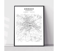 
              Ansbach, Germany Scandinavian Style Map Print 
            