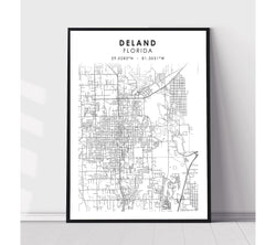 DeLand, Florida Scandinavian Map Print 