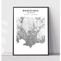 Montevideo, Uruguay Scandinavian Style Map Print 