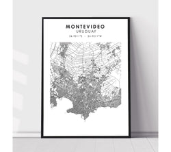 Montevideo, Uruguay Scandinavian Style Map Print 