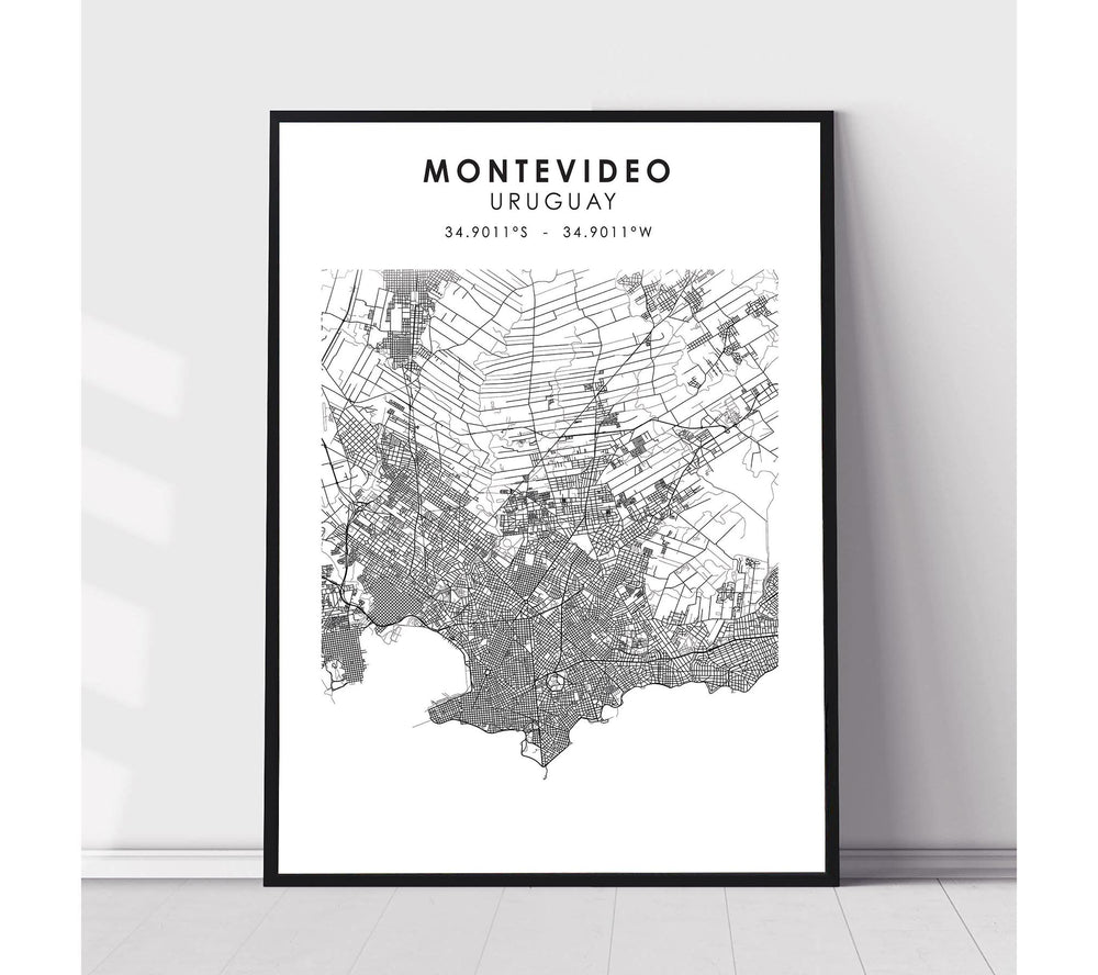 Montevideo, Uruguay Scandinavian Style Map Print 