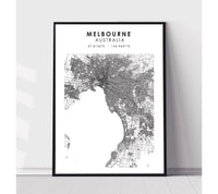 
              Melbourne, Australia Scandinavian Style Map Print 
            