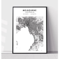Melbourne, Australia Scandinavian Style Map Print 