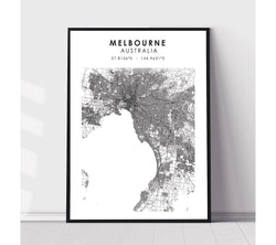 Melbourne, Australia Scandinavian Style Map Print 