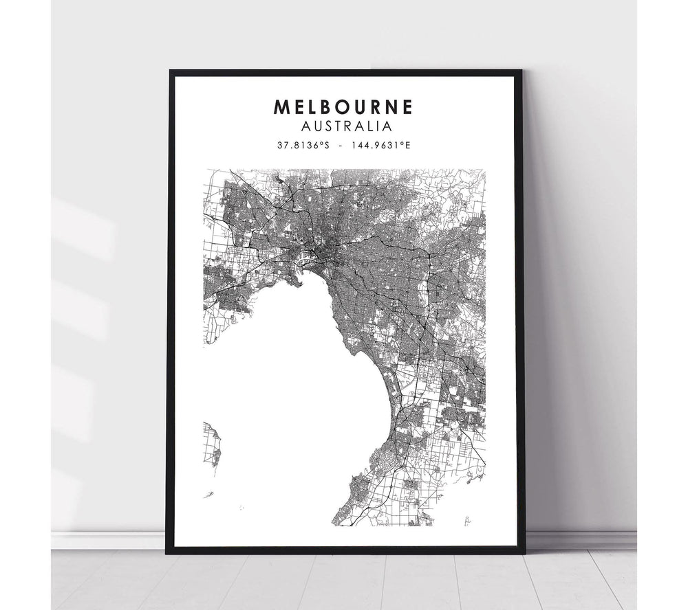 Melbourne, Australia Scandinavian Style Map Print 
