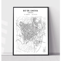 Beer Sheva, Israel Scandinavian Style Map Print 