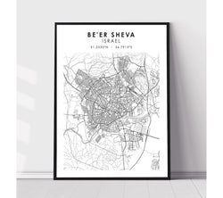 Beer Sheva, Israel Scandinavian Style Map Print 