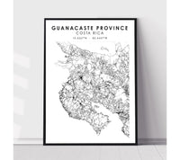 
              Guanacaste Province, Costa Rica Scandinavian Style Map Print 
            