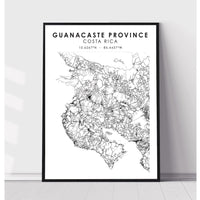 Guanacaste Province, Costa Rica Scandinavian Style Map Print 