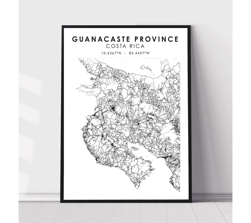 Guanacaste Province, Costa Rica Scandinavian Style Map Print 