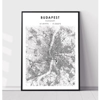 Budapest, Hungary Scandinavian Style Map Print 