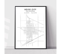 
              Boise City, Oklahoma Scandinavian Map Print 
            