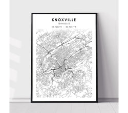 Knoxville, Tennessee Scandinavian Map Print 