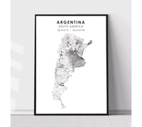 
              Argentina, South America Scandinavian Style Map Print 
            