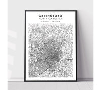 
              Greensboro, North Carolina Scandinavian Map Print 
            