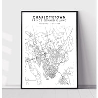 Charlottetown, Prince Edward Island Scandinavian Style Map Print 