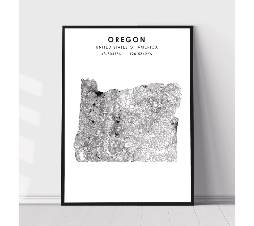 Oregon, United States Scandinavian Style Map Print 