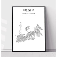 Key West, Florida Scandinavian Map Print 