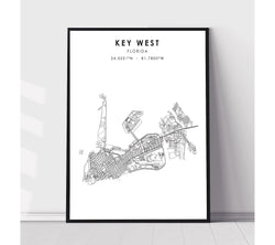 Key West, Florida Scandinavian Map Print 