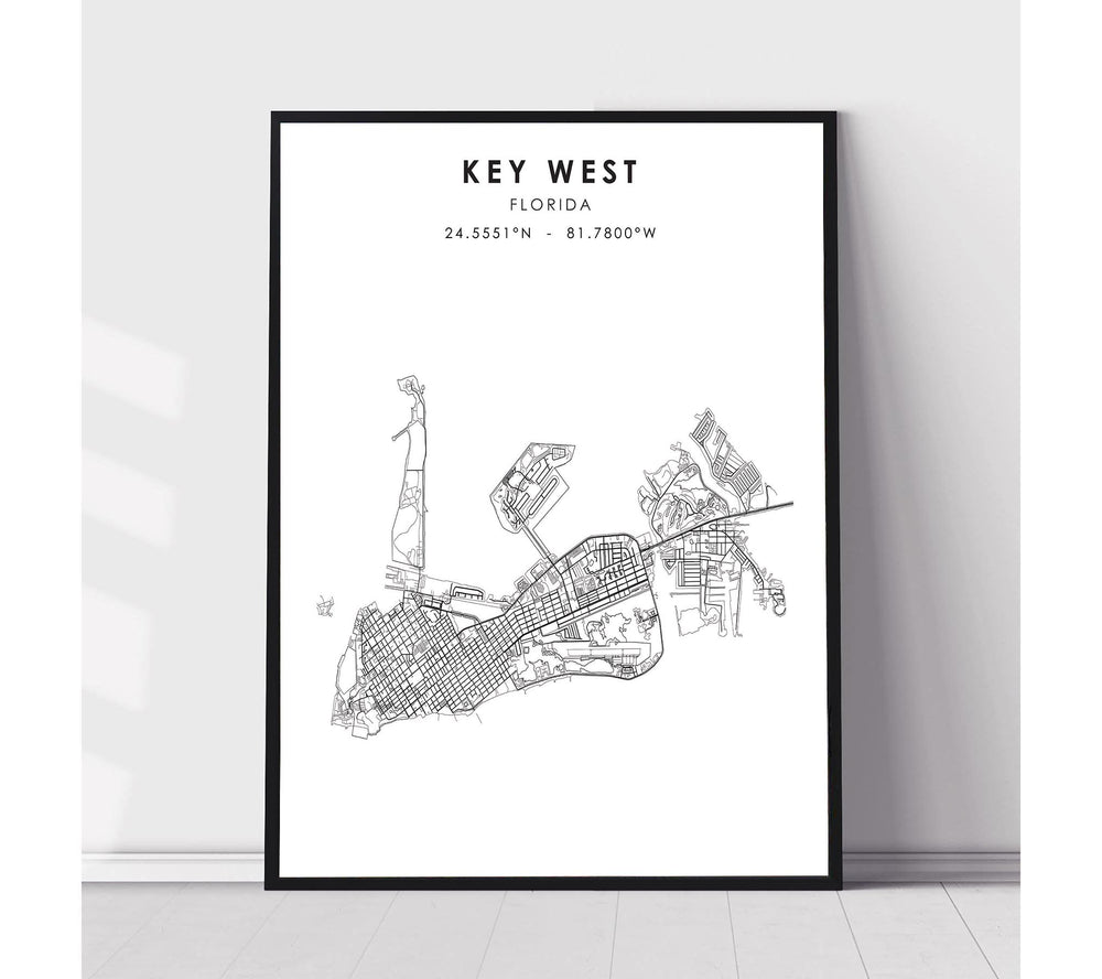 Key West, Florida Scandinavian Map Print 